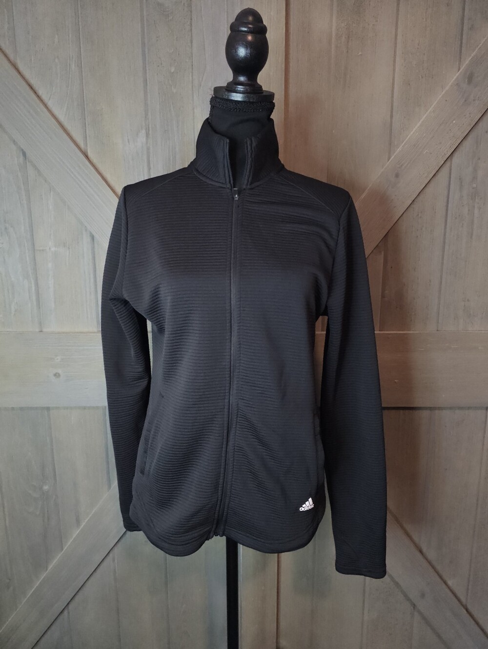 Adidas Golf Women's Black Textured Full Zip Jacket Size Medium